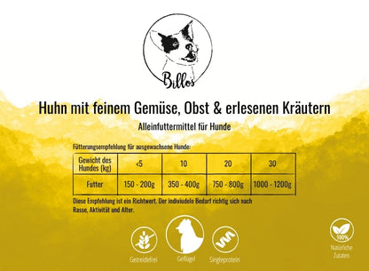 Huhn mit feinem Gemüse, Obst & erlesenen Kräutern