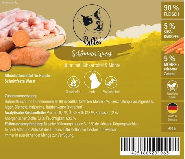 Schlemmerwurst Huhn mit Süßkartoffel & Möhre