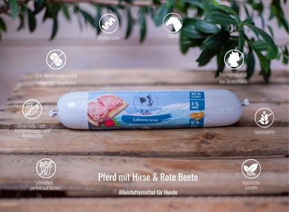 Schlemmerwurst Pferd mit Hirse & Rote Beete
