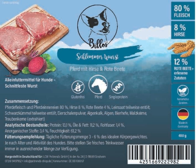 Schlemmerwurst Pferd mit Hirse & Rote Beete