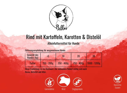 Rind mit Kartoffeln, Karotten & Distelöl